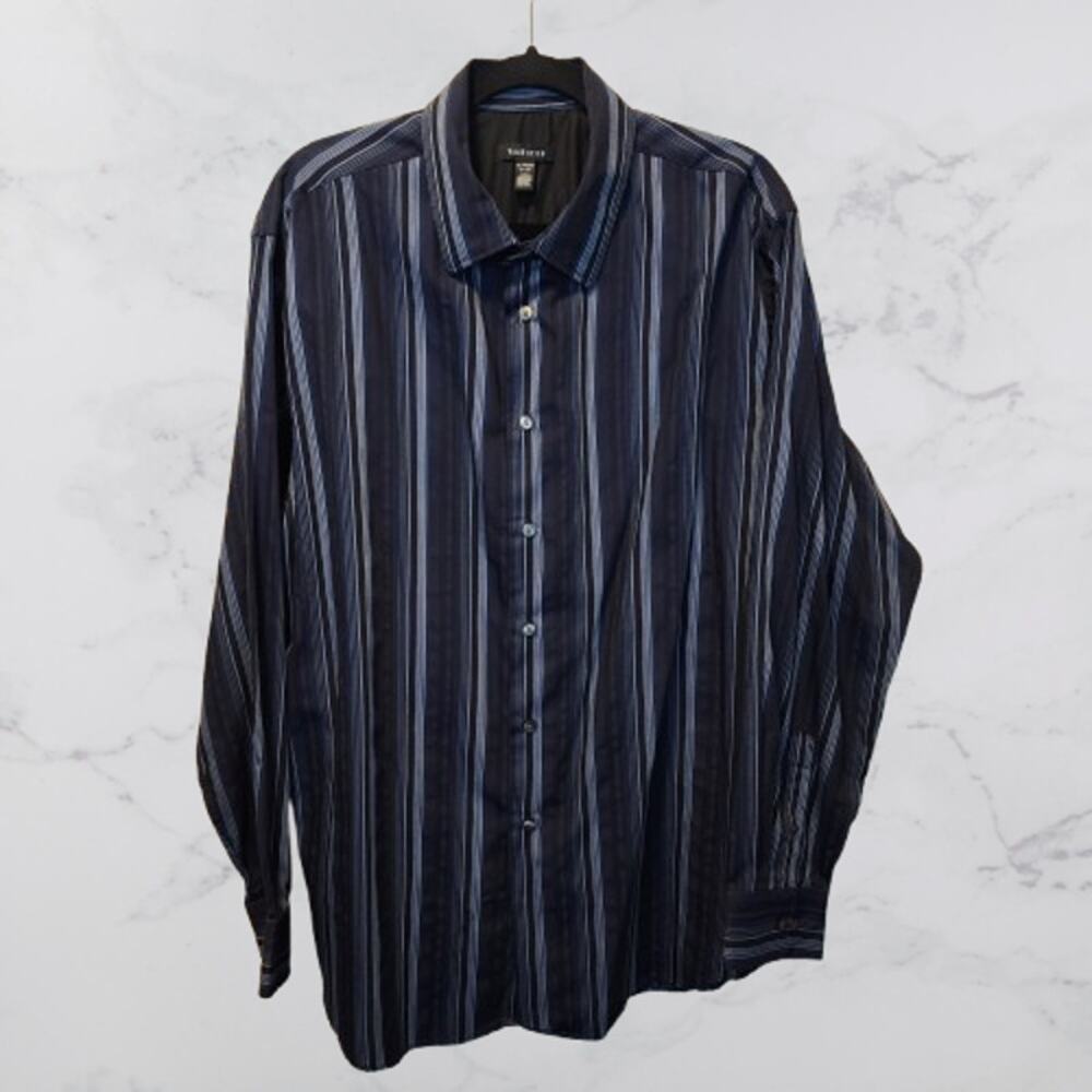 Van Heusen XL 17-17 1/2" Blue Stripe Long Sleeve Dress Casual Street